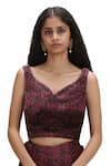 Shop_Mimamsaa_Pink Velvet, Organza Embroidery, Sequins Polo Floral Printed Saree With Blouse _Online_at_Aza_Fashions