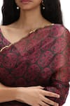 Buy_Mimamsaa_Pink Velvet, Organza Embroidery, Sequins Polo Floral Printed Saree With Blouse 