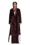 Shop_Mimamsaa_Burgundy Velvet Woven Trench Coat _at_Aza_Fashions