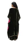Shop_Mimamsaa_Green Velvet Sequins V-neck Embroidered Kaftan Set _at_Aza_Fashions