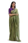 Shop Mimamsaa Green Organza, Silk, Muslin Sequins Metallic Textured Olive Saree And Blouse at Aza Fashions Shop_Mimamsaa_Green Organza, Silk, Muslin Sequins Metallic Textured Olive Saree And Blouse _at_Aza_Fashions