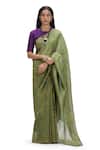 Buy Mimamsaa Green Organza, Silk, Muslin Sequins Metallic Textured Olive Saree And Blouse at Aza Fashions Buy_Mimamsaa_Green Organza, Silk, Muslin Sequins Metallic Textured Olive Saree And Blouse _at_Aza_Fashions