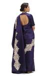 Shop Mimamsaa Blue Satin, Silk Cut Work, Embroidery Round Neck Vine Woven Saree With Blouse at Aza Fashions Shop_Mimamsaa_Blue Satin, Silk Cut Work, Embroidery Round Neck Vine Woven Saree With Blouse _at_Aza_Fashions