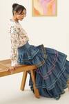 Shop_Sunandini_White Top 91% Viscose And 9% Wool Printed Lace Floral Vine & Circular Skirt _Online_at_Aza_Fashions