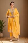 Buy Samyukta Singhania Yellow Silk, Satin, Organza Sequins, Embroidery Round Neck Kurta Pant Set at Aza Fashions Buy_Samyukta Singhania_Yellow Silk, Satin, Organza Sequins, Embroidery Round Neck Kurta Pant Set_at_Aza_Fashions