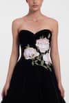 Shop_Gauri & Nainika_Black Velvet Embroidery Sweetheart Neck Botanical Maxi Dress _Online_at_Aza_Fashions