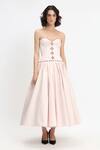 Buy_Gauri & Nainika_Pink Cotton Crystals Sweetheart Neck Embroidered Strapless Dress _Online_at_Aza_Fashions