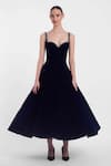 Buy_Gauri & Nainika_Blue Velvet Crystals Sweetheart Neck Navy Embroidered Midi Dress _at_Aza_Fashions