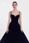 Buy_Gauri & Nainika_Blue Velvet Crystals Sweetheart Neck Navy Embroidered Midi Dress _Online_at_Aza_Fashions