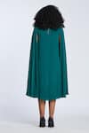 Shop_Gauri & Nainika_Green Silk, Crepe Boat Neck Cape Sleeve Midi Dress _at_Aza_Fashions