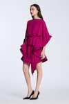 Buy Gauri & Nainika Magenta Silk Boat Neck Layered Dress Online at Aza Fashions Buy_Gauri & Nainika_Magenta Silk Boat Neck Layered Dress _Online_at_Aza_Fashions