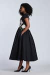 Buy_Gauri & Nainika_Black Cotton Embroidery V-neck Botanical Midi Dress _Online_at_Aza_Fashions