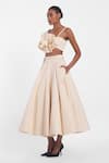 Buy_Gauri & Nainika_Cream Cotton Box Pleated Skirt _Online_at_Aza_Fashions