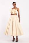 Buy_Gauri & Nainika_Cream Cotton Box Pleated Skirt _at_Aza_Fashions