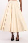Gauri & Nainika_Cream Cotton Box Pleated Skirt _at_Aza_Fashions