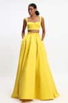 Buy_Gauri & Nainika_Yellow Cotton Flared Pleated Skirt _at_Aza_Fashions