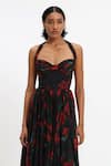 Shop_Gauri & Nainika_Black Chiffon Embroidery Halter Neck Floral Midi Dress _Online_at_Aza_Fashions