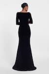 Shop Gauri & Nainika Black Velvet Crystals Plunge Neck Embellished Mermaid Gown at Aza Fashions Shop_Gauri & Nainika_Black Velvet Crystals Plunge Neck Embellished Mermaid Gown _at_Aza_Fashions