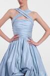 Shop Gauri & Nainika Blue Silk Halter Neck Criss Cross Balloon Gown Online at Aza Fashions Shop_Gauri & Nainika_Blue Silk Halter Neck Criss Cross Balloon Gown _Online_at_Aza_Fashions