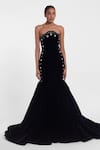 Buy Gauri & Nainika Black Velvet Crystals Off-shoulder Embellished Off Gown at Aza Fashions Buy_Gauri & Nainika_Black Velvet Crystals Off-shoulder Embellished Off Gown _at_Aza_Fashions