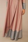 Ampm Blush Chanderi Embroidery Shawl Neck Pink And Slate Grey Jacket Online Ampm_Blush Chanderi Embroidery Shawl Neck Pink And Slate Grey Jacket_Online