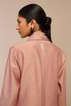 Buy Ampm Blush Chanderi Embroidery Shawl Neck Pink And Slate Grey Jacket Online Buy_Ampm_Blush Chanderi Embroidery Shawl Neck Pink And Slate Grey Jacket_Online