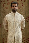 Sva By Sonam & Paras Modi_Ivory Silk, Organza Embroidery Magnolia Bundi_Online_at_Aza_Fashions