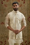Buy_Sva By Sonam & Paras Modi_Ivory Silk, Organza Embroidery Magnolia Bundi_at_Aza_Fashions