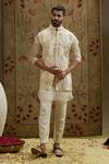 Buy_Sva By Sonam & Paras Modi_Ivory Silk, Organza Embroidery Magnolia Bundi_Online_at_Aza_Fashions