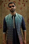 Buy_Sva By Sonam & Paras Modi_Blue Crepe Embroidery Ombre Blossom Butti Print Bundi _Online_at_Aza_Fashions