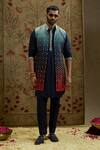 Shop_Sva By Sonam & Paras Modi_Blue Crepe Embroidery Ombre Blossom Butti Print Bundi _Online_at_Aza_Fashions