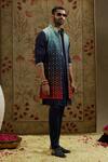 Buy_Sva By Sonam & Paras Modi_Blue Crepe Embroidery Ombre Blossom Butti Print Bundi 