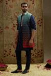 Shop_Sva By Sonam & Paras Modi_Blue Crepe Embroidery Ombre Blossom Butti Print Bundi 