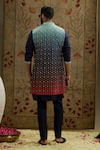 Sva By Sonam & Paras Modi_Blue Crepe Embroidery Ombre Blossom Butti Print Bundi _Online_at_Aza_Fashions