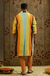 Shop_Sva By Sonam & Paras Modi_Multi Color Crepe Striped Print Trench Jacket_at_Aza_Fashions