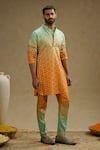 Sva By Sonam & Paras Modi Orange Crepe Embroidery Bloom Butti Print Ombre Kurta Set Online at Aza Fashions Sva By Sonam & Paras Modi_Orange Crepe Embroidery Bloom Butti Print Ombre Kurta Set_Online_at_Aza_Fashions