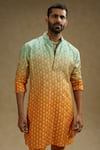 Shop Sva By Sonam & Paras Modi Orange Crepe Embroidery Bloom Butti Print Ombre Kurta Set Online at Aza Fashions Shop_Sva By Sonam & Paras Modi_Orange Crepe Embroidery Bloom Butti Print Ombre Kurta Set_Online_at_Aza_Fashions