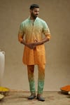 Buy Sva By Sonam & Paras Modi Orange Crepe Embroidery Bloom Butti Print Ombre Kurta Set at Aza Fashions Buy_Sva By Sonam & Paras Modi_Orange Crepe Embroidery Bloom Butti Print Ombre Kurta Set_at_Aza_Fashions