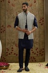 Buy_Sva By Sonam & Paras Modi_Blue Silk Embroidery Geometric Kurta Set_at_Aza_Fashions