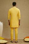 Shop_Sva By Sonam & Paras Modi_Yellow Silk Embroidery Thread Kurta Set_at_Aza_Fashions