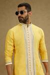 Buy_Sva By Sonam & Paras Modi_Yellow Silk Embroidery Thread Kurta Set