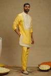 Shop_Sva By Sonam & Paras Modi_Yellow Silk Embroidery Dori Kurta Set 