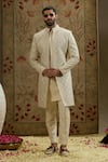 Buy_SVA by Sonam & Paras Modi_Ivory Silk Embroidery Jaal Sherwani _at_Aza_Fashions