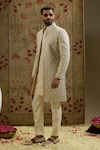 Buy_SVA by Sonam & Paras Modi_Ivory Silk Embroidery Jaal Sherwani 