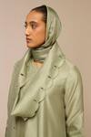 Shop_Ampm_Green Cut Work Pista Silk Scarf _at_Aza_Fashions