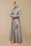 Shop_Ampm_Gray Grey Silk Plain Scarf _at_Aza_Fashions