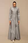 Buy_Ampm_Gray Grey Silk Plain Scarf _at_Aza_Fashions