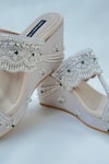 Shradha Hedau Footwear Couture_Gold Cutdana Embroidered Kolhapuri Wedges _Online_at_Aza_Fashions