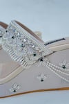 Buy_Shradha Hedau Footwear Couture_Gold Cutdana Embroidered Kolhapuri Wedges _Online_at_Aza_Fashions
