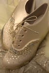 Buy_Shradha Hedau Footwear Couture_Gold Sequin Cutdana Embellished Sneaker Wedges _Online_at_Aza_Fashions